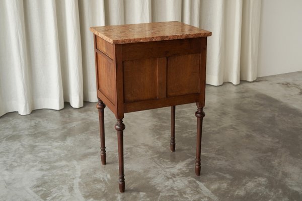 Side Cabinet in Walnut and Red Marble, 1940s-FEW-2024194