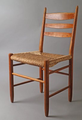 Side Chair with Raffia Seat, 1960s-ESB-1784362