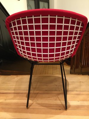 Side Chair with Red Hopsack Upholstery by Harry Bertoia for Knoll International, 1960s-LXP-1749056