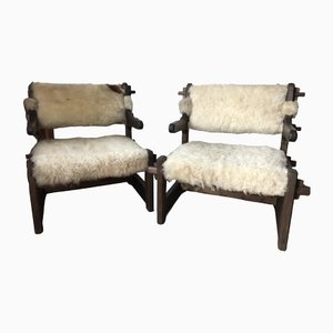 Side Chairs in Lambs Wool, Set of 2-OXJ-1188923