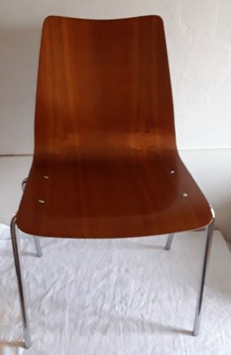 Side Chairs with Tubular Steel and Plywood Seats from Mauser Werke Waldeck, 1970s, Set of 2-HOI-772591