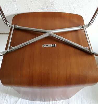 Side Chairs with Tubular Steel and Plywood Seats from Mauser Werke Waldeck, 1970s, Set of 2-HOI-772591