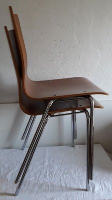 Side Chairs with Tubular Steel and Plywood Seats from Mauser Werke Waldeck, 1970s, Set of 2-HOI-772591