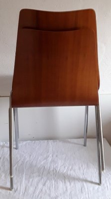 Side Chairs with Tubular Steel and Plywood Seats from Mauser Werke Waldeck, 1970s, Set of 2-HOI-772591