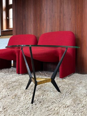 Side or Coffee Table in Metal and Glass attributed to Angelo Ostuni, 1950s-MTU-1754497