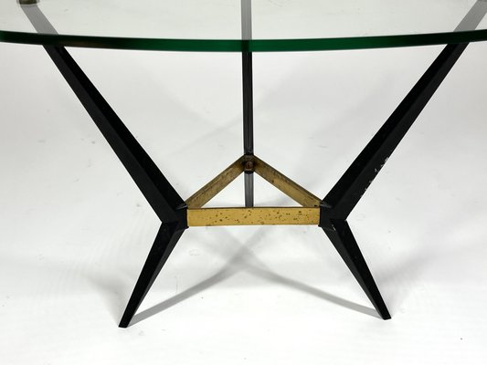 Side or Coffee Table in Metal and Glass attributed to Angelo Ostuni, 1950s-MTU-1754497