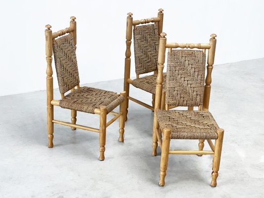 Side or Dining Chairs by Adrien Audoux & Frida Minet, 1970s, Set of 3-XLH-1791986