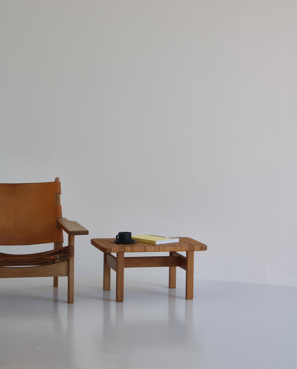 Side Table Bench in Oak & Rattan Cane by Børge Mogensen for Fredericia, Denmark, 1950s