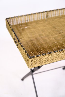 Side Table in Wicker Tray with Metal Legs, 1970s-UY-2020828