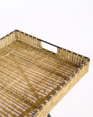 Side Table in Wicker Tray with Metal Legs, 1970s-UY-2020828