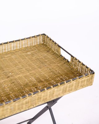 Side Table in Wicker Tray with Metal Legs, 1970s-UY-2020828