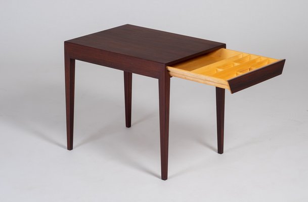 Side Table with Drawer in Rosewood by Severin Hansen for Haslev Møbelsnedkeri, 1950s-ZGQ-1289940