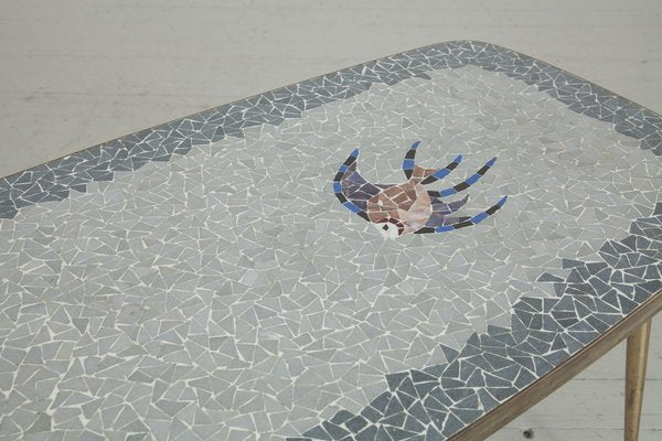 Side Table with Fish Motif in Glass Mosaic, 1950s-AA-1744254