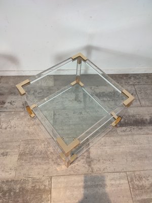 Side Tables in Acrylic Glass and Brass, 1970s, Set of 2-WBX-1332685