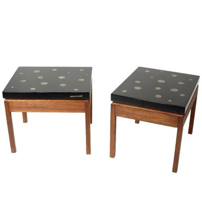 Side Tables in Black Resin and Marcasite by E. Allemeersch, Set of 2-NJJ-955129