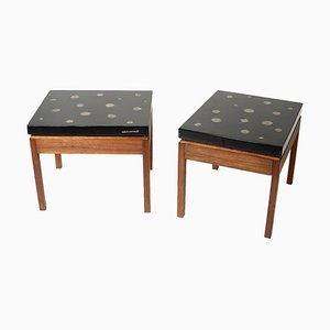 Side Tables in Black Resin and Marcasite by E. Allemeersch, Set of 2-NJJ-955129