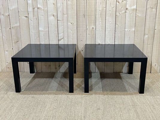 Side Tables in Matte Blackck Sycamore & Maple, 1970s, Set of 2-QYF-1318825