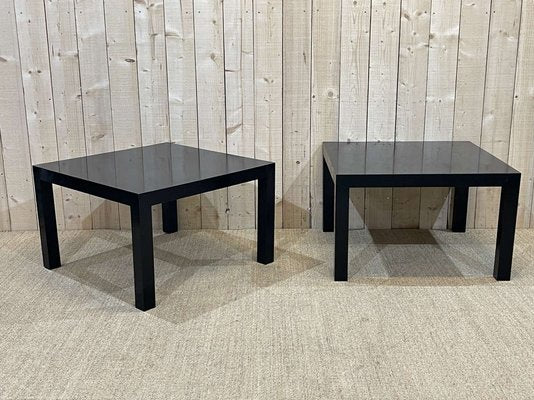 Side Tables in Matte Blackck Sycamore & Maple, 1970s, Set of 2-QYF-1318825