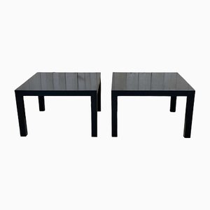 Side Tables in Matte Blackck Sycamore & Maple, 1970s, Set of 2-QYF-1318825