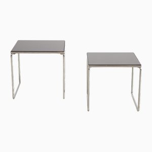 Side Tables with Chrome Legs and Black Glass from Brabantia-BQ-2042274