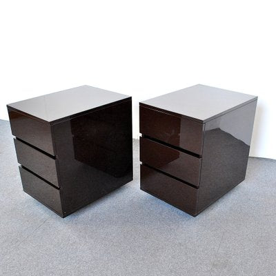 Side Tables with Three Drawers in Lacquered Wood, 1980s, Set of 2-JQO-952694