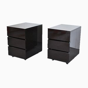 Side Tables with Three Drawers in Lacquered Wood, 1980s, Set of 2-JQO-952694