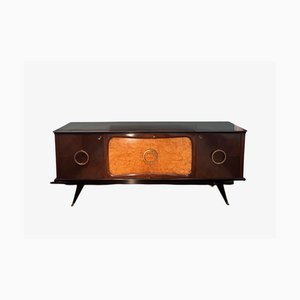 Sideboard in Mahogany and Thuja Root with Natural Brass Handles, 1950s-ASJ-2033833