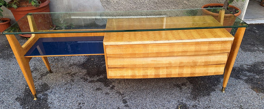 Sideboard in Maple Glass Tops by Nile Vittorio Dassi for La Permanente Mobili Cantù, 1950s