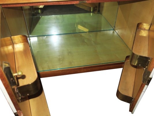 Sideboard in Maple, Leather and Gilt Glass from Laszlo Hoenig, 1940s-ED-1819330