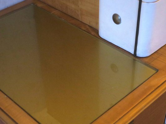 Sideboard in Maple, Leather and Gilt Glass from Laszlo Hoenig, 1940s-ED-1819330