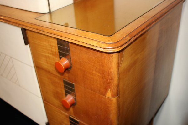 Sideboard in Maple, Leather and Gilt Glass from Laszlo Hoenig, 1940s-ED-1819330