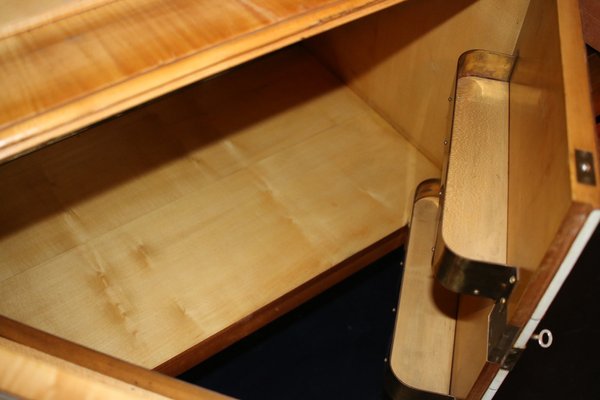 Sideboard in Maple, Leather and Gilt Glass from Laszlo Hoenig, 1940s-ED-1819330