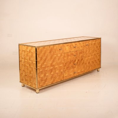 Sideboard in Pressed Bamboo and Brass 1975, 1970s-BAD-2035643