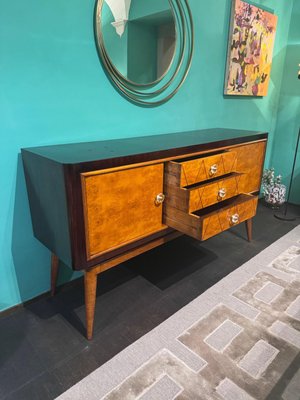 Sideboard in Rosewood and Thuja Briar and Walnut, Brass and Glass Handles, 1950s-ASJ-2026838