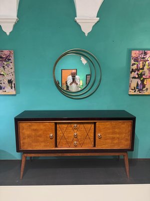 Sideboard in Rosewood and Thuja Briar and Walnut, Brass and Glass Handles, 1950s-ASJ-2026838