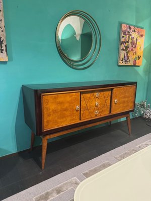 Sideboard in Rosewood and Thuja Briar and Walnut, Brass and Glass Handles, 1950s-ASJ-2026838