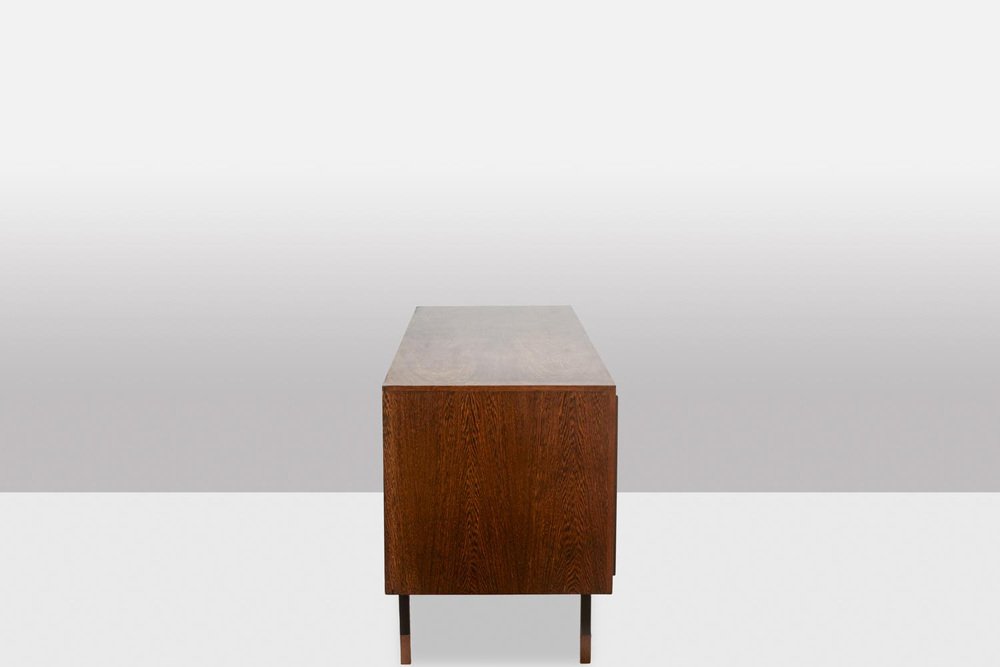 Sideboard in Wenge, Raffia and Lacquered Metal, 1970s