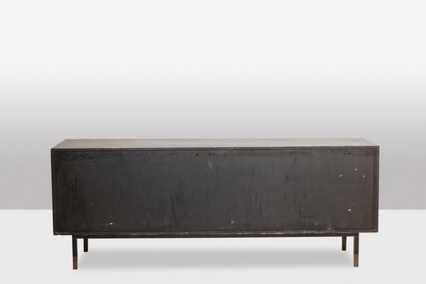 Sideboard in Wenge, Raffia and Lacquered Metal, 1970s-CEJ-1791132