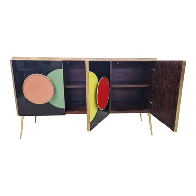 Sideboard with 3 Black Doors, 1980s-BEW-1766136