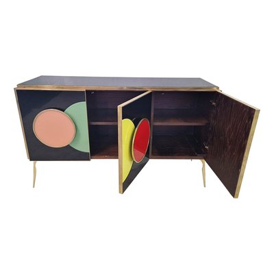 Sideboard with 3 Black Doors, 1980s-BEW-1766136