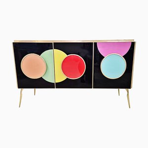 Sideboard with 3 Black Doors, 1980s-BEW-1766136