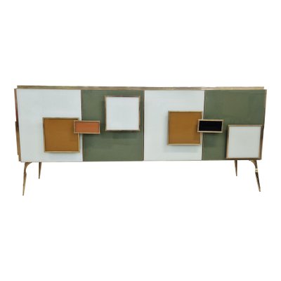 Sideboard with Multicolored Glass Doors, 1980s-BEW-1795694