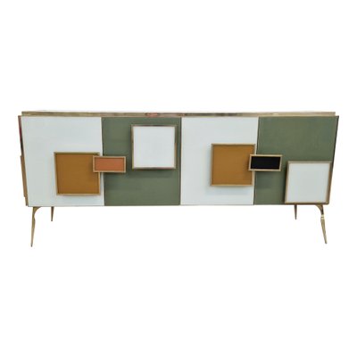 Sideboard with Multicolored Glass Doors, 1980s-BEW-1795694