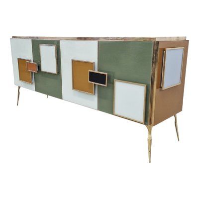 Sideboard with Multicolored Glass Doors, 1980s-BEW-1795694