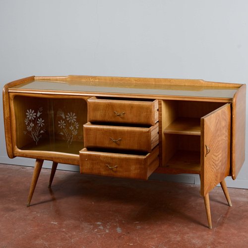 Sideboard with Sliding Bevelled Glass Doors, 1950s