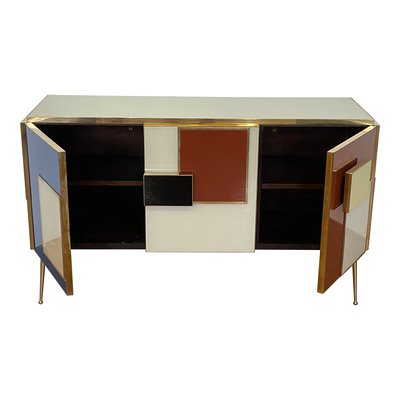 Sideboard with Three Multicolored Glass Doors, 1980s-BEW-1773469