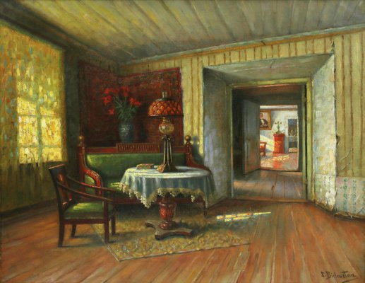 Siegfried Alexander Bielenstein, In the Old Manor, 20th Century, Oil on Canvas, Framed-WMV-1392836