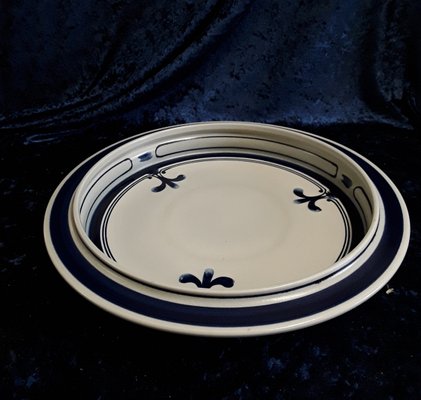 Siena Serving Bowl in Blue & Gray Ceramics by Bjön Wiinblad for Rosenthal, Germany 70s, 1970s-HOI-1724047