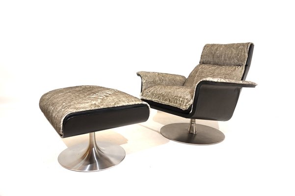 Siesta 62 Lounge Chair with Ottoman by Jacques Brule for Hans Kaufeld, 1960s, Set of 2-HUW-1783301