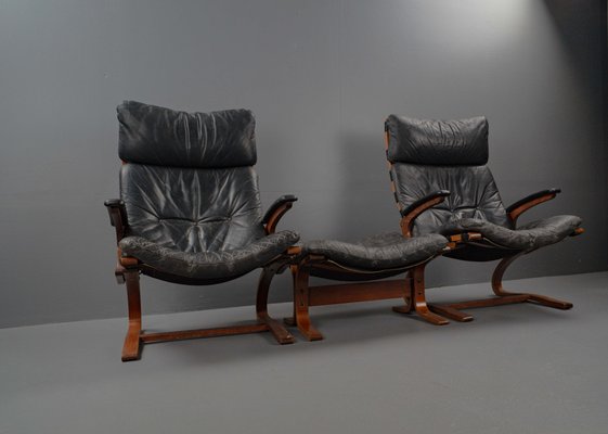 Siesta Armchair and Footstool by Ingmar Relling for Westnofa, Norwegian, 1960s, Set of 2-VLO-1539448